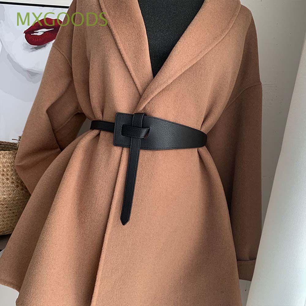 Dây thắt lưng nịt bụng bằng da PU thắt nút đơn giản có thể điều chỉnh cho nữ