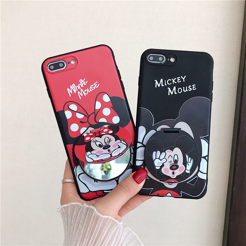 OPPO A5 A9 A31 2020 A8 A52 A92 F9 A57 A39 A7 A5s A3s A12 A12e RealmeC2 A1K Mirror Cartoon Mickey Minnie Soft Cases