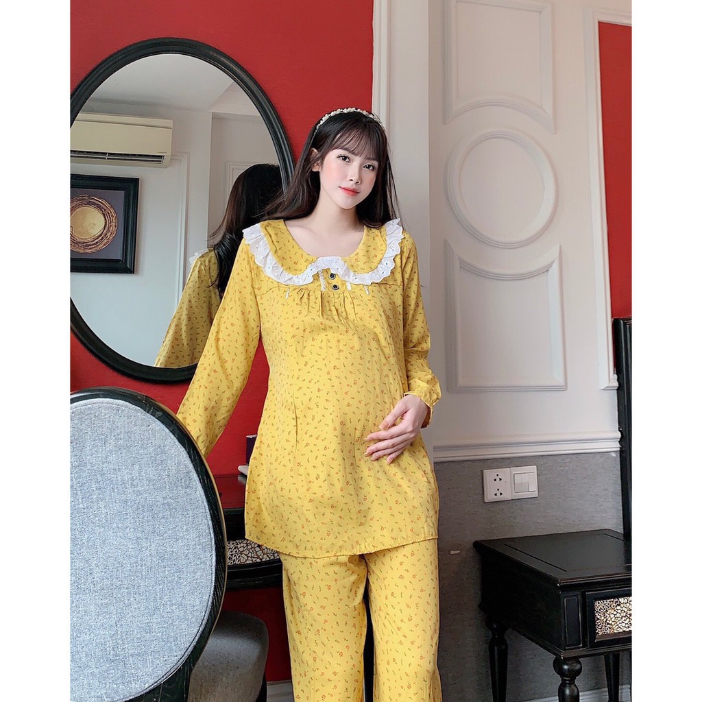 Bộ bầu trước và sau sinh chất đũi Hàn cao cấp☘️thiết kế sang chảnh (có khóa ti cho con bú ) ☘️free size 43~65kg 5.0