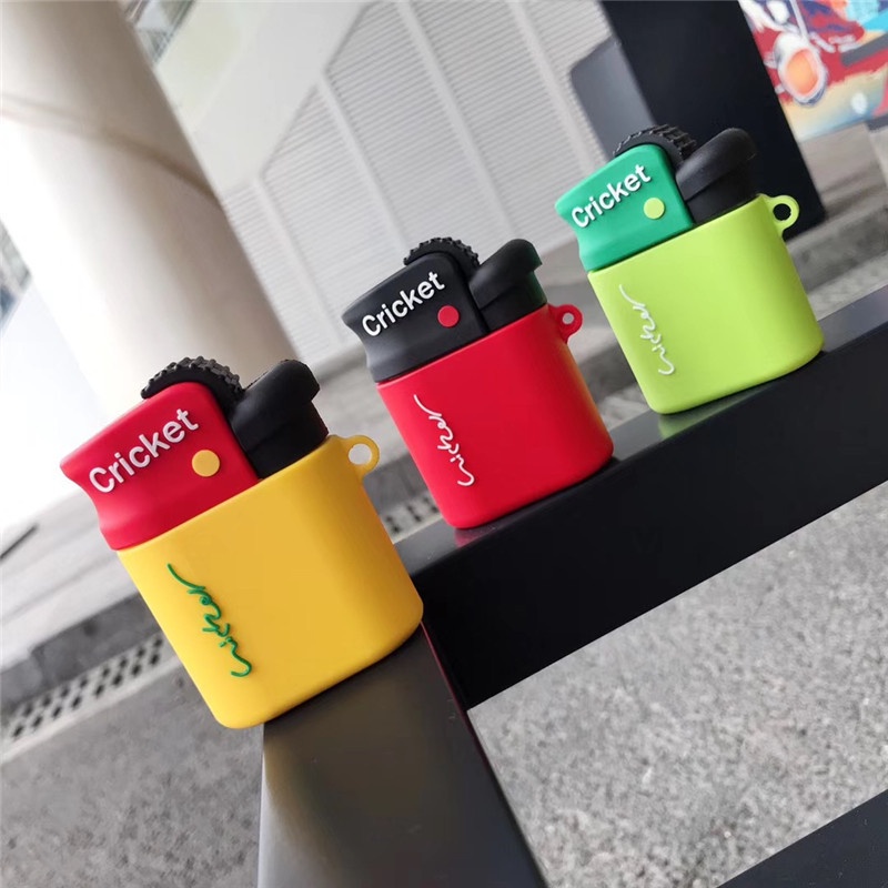 Vỏ Bảo Vệ Hộp Sạc Tai Nghe Airpods 1 / 2 Apple Không Dây Chất Liệu Silicon Mềm Hình Bật Lửa Sáng Tạo