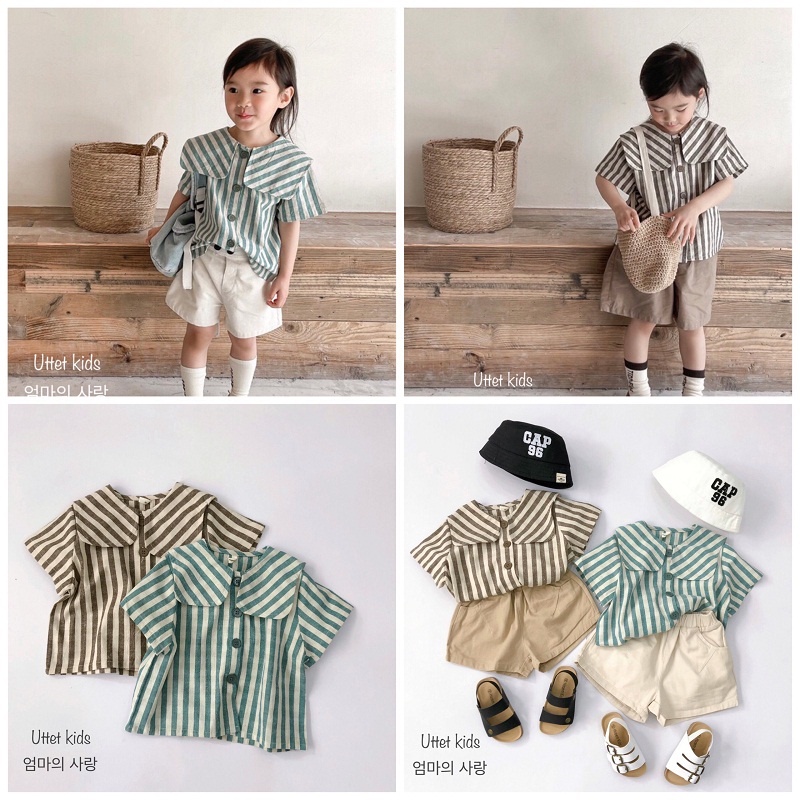 ÁO SƠ MI  BÉ GÁI STYLE HÀN QUỐC 227 FORM RỘNG DÀNH CHO BÉ TỪ 1 ĐẾN HƠN 5 TUỔI