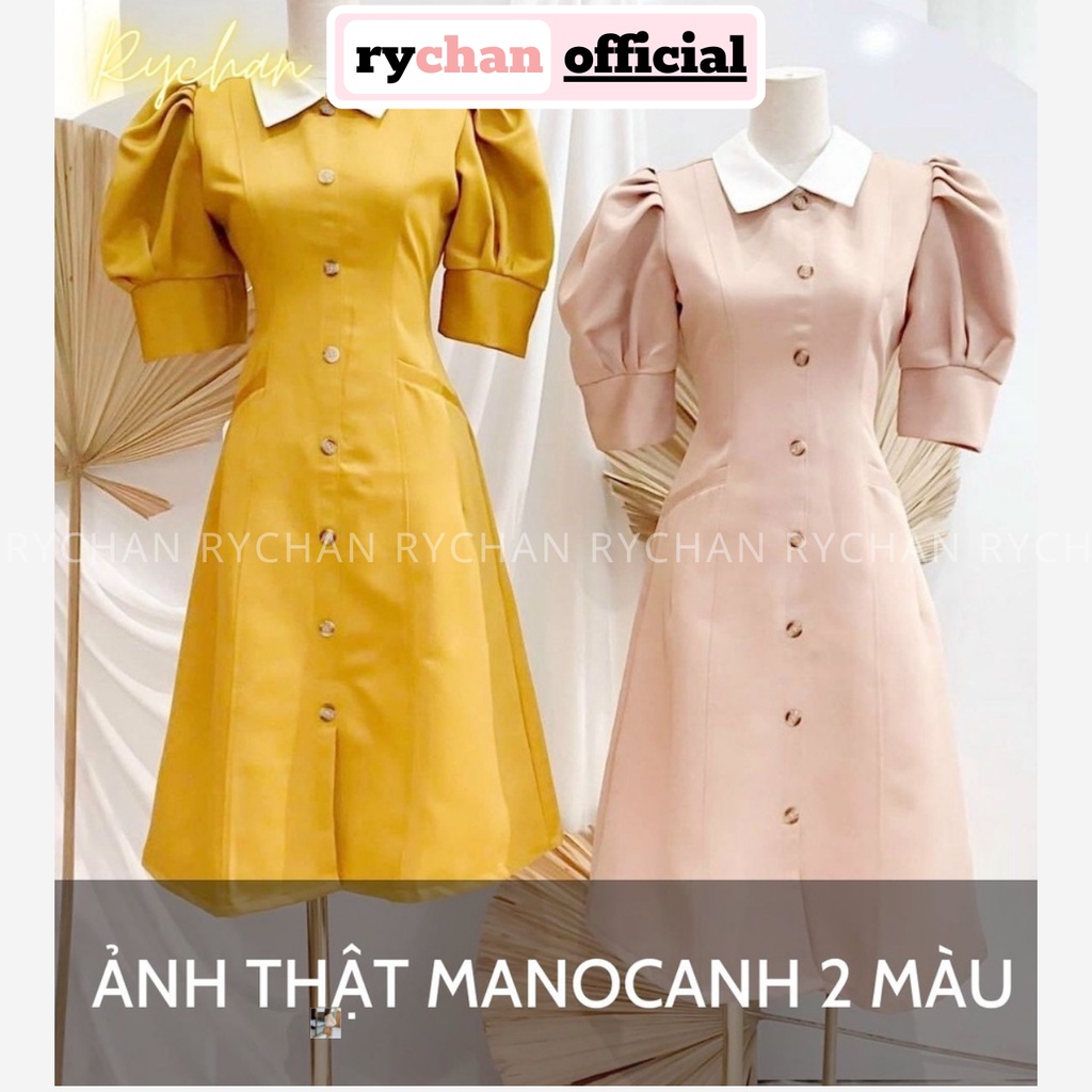 Đầm Xoè Midi Dáng Dài Tay Phồng Công Sở 2 Màu, Đầm Công Sở Đi Làm - DX0144