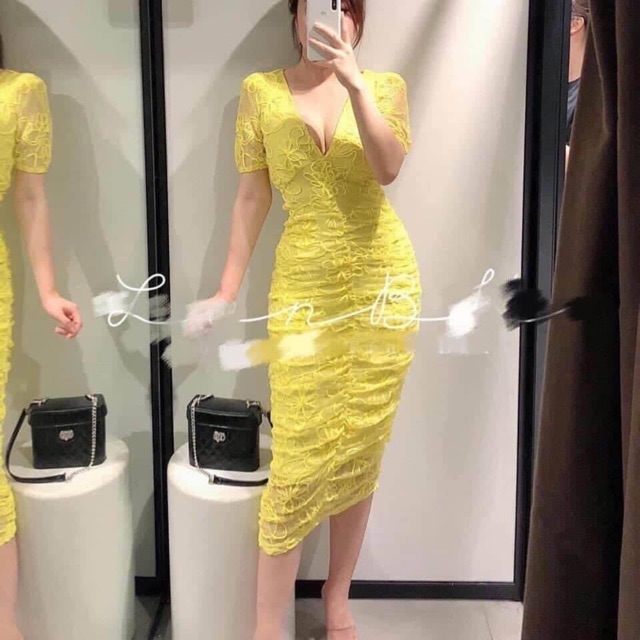 Váy zara auth màu vàng