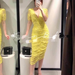 Váy zara auth màu vàng