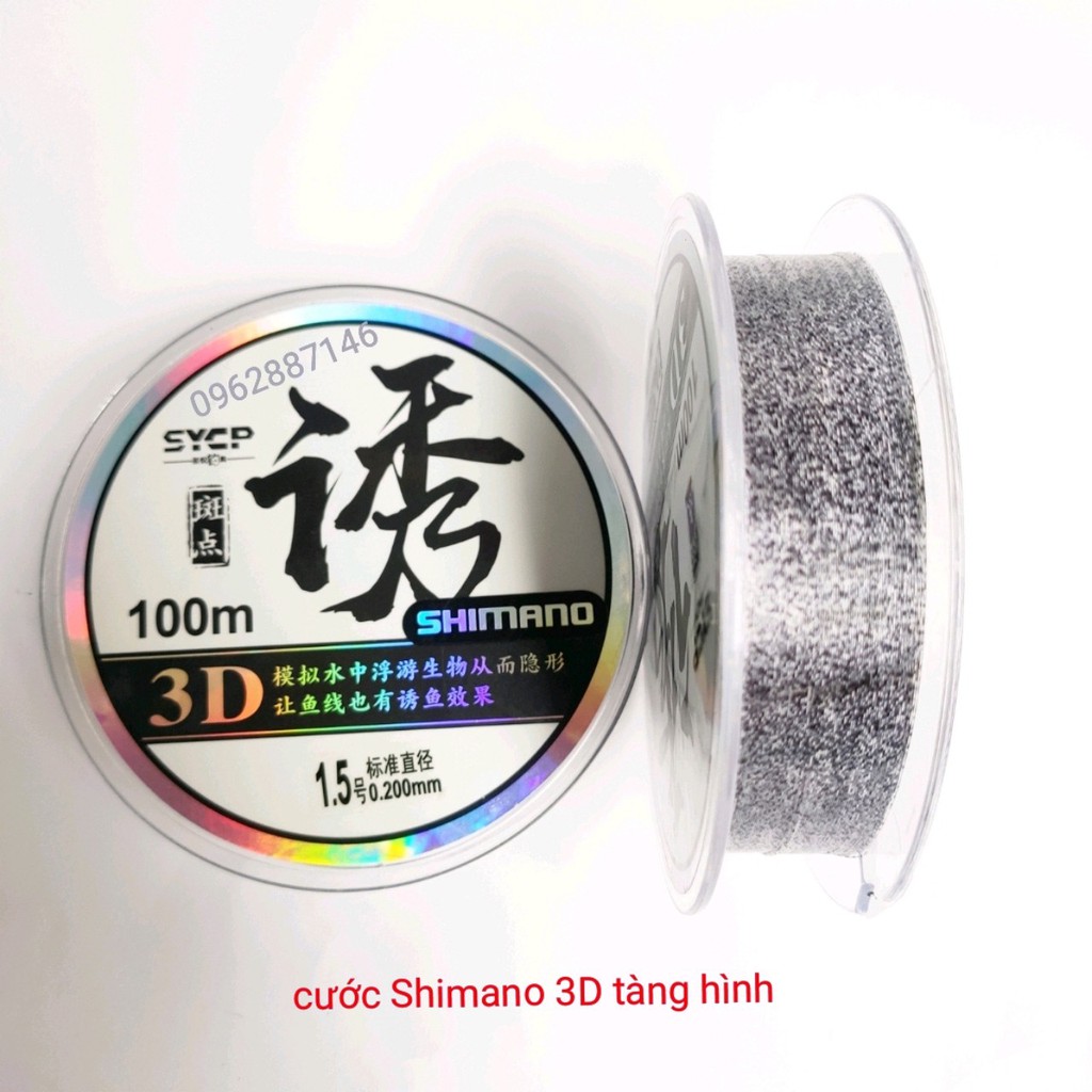 cước câu cá cước thẻo trục shimano 3D tàng hình 100m
