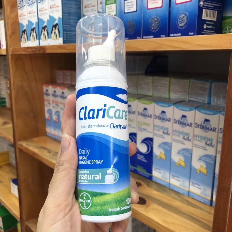 Xịt mũi ClariCare Dung dịch xịt muối biển vệ sinh mũi hàng ngày cho trẻ em và người lớn chai 100ml của Pháp