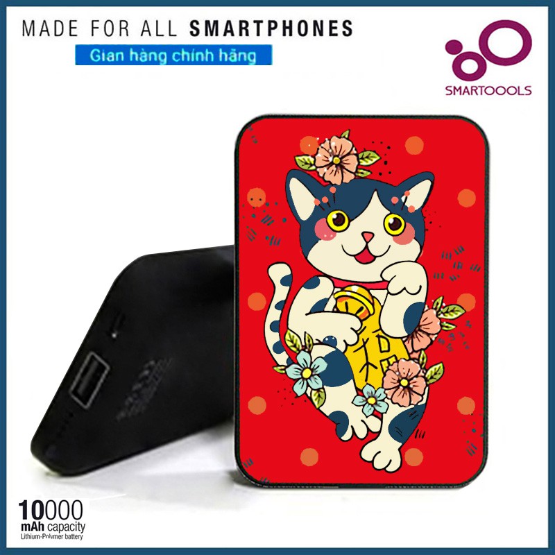 Pin Sạc Dự Phòng Độc Đáo Chính Hãng SmarToools 10000mAh Hình MÈO THẦN TÀI (Tặng Kèm Cáp)