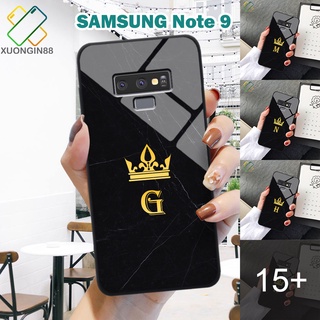 Ốp lưng Kính Samsung Note 9 in 3D hình chữ cái vân đá cẩm thạch