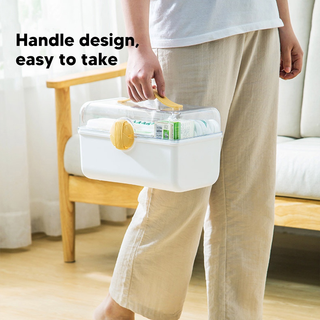 Hộp Đựng Đồ 2 Tầng Sức Chứa Lớn Thiết Kế 2 Tầng Với Nắp Trong Suốt Và Khóa Xoay Cho Văn Phòng