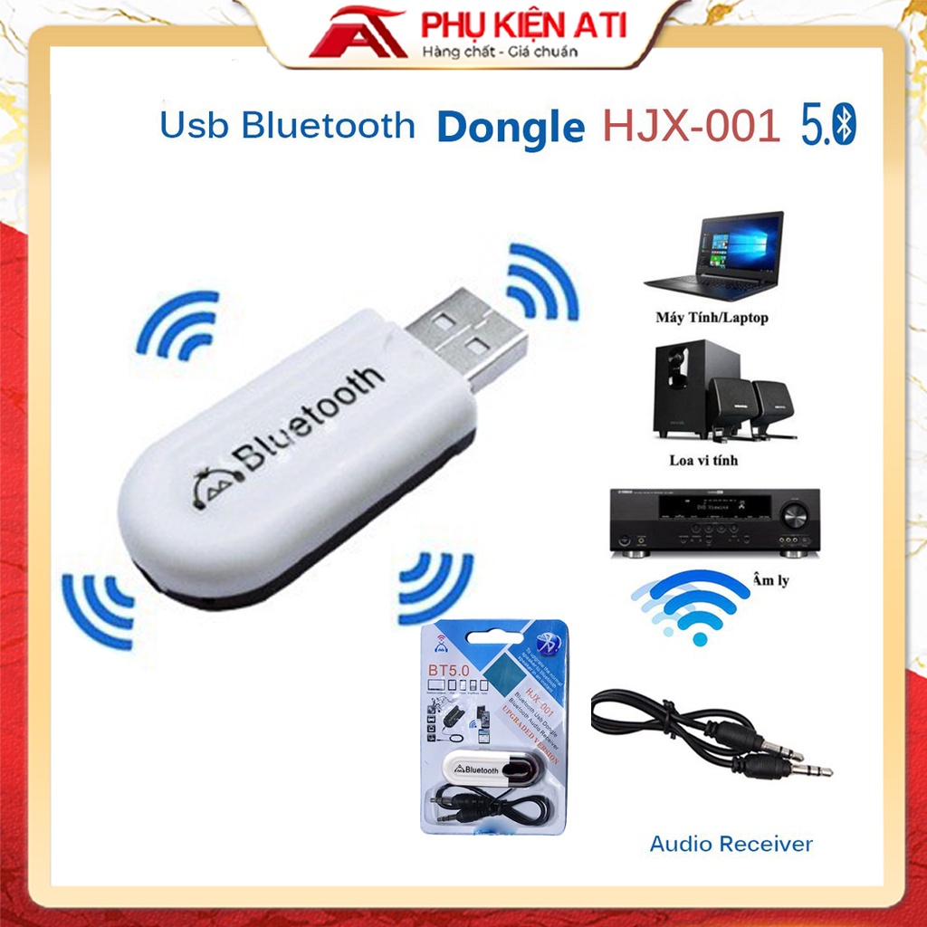 USB Bluetooth 5.0 Biến loa thường thành loa Bluetooh, kết nối âm thanh với Loa, Amply qua Bluetooth - Dongle Phụ kiện AT