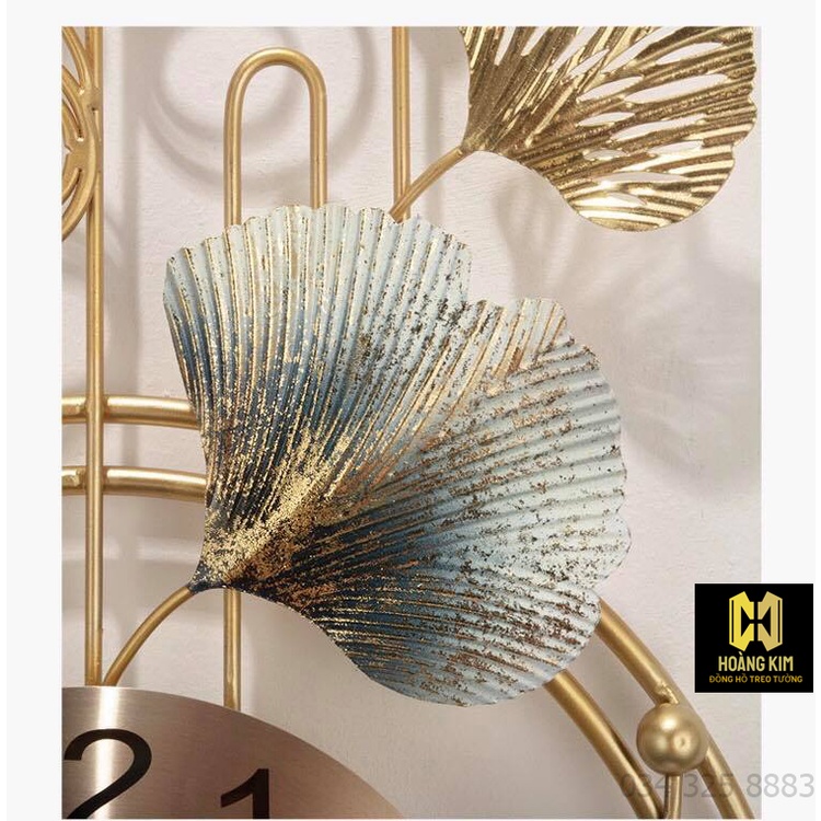 Đồng hồ treo tường Đồng hồ trang trí Decor lá Gingco cách điệu size 93x48cm