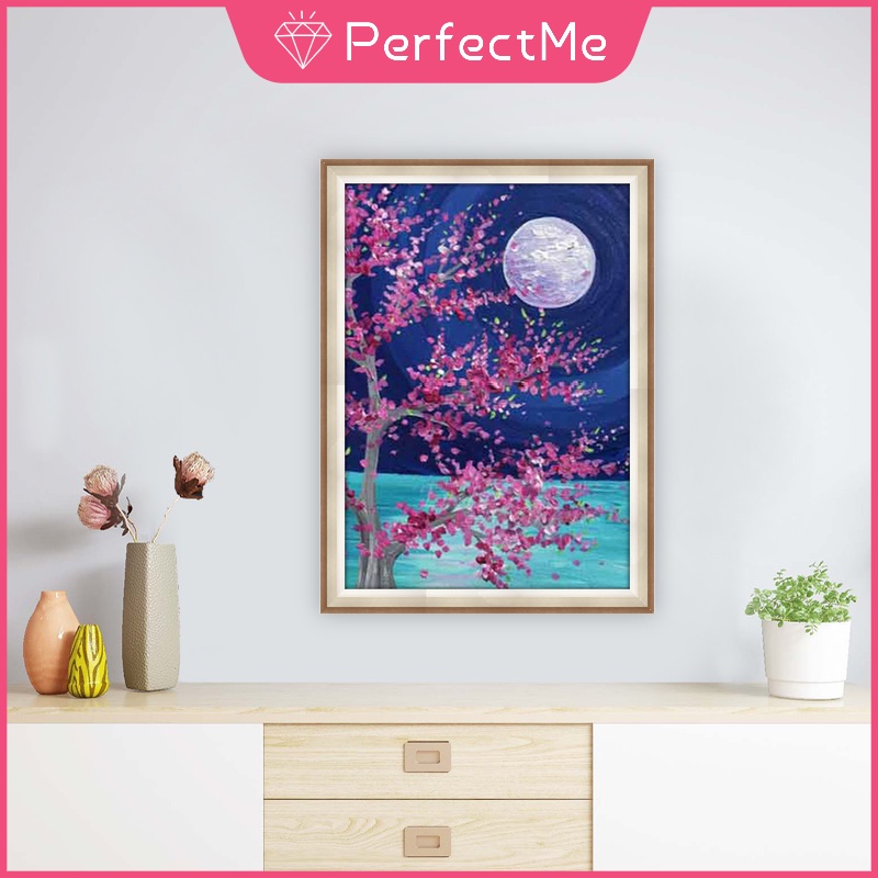 Bộ Tranh Đính Đá 5D Tự Làm 30X40CM Hình Phong Cảnh Và Mặt Trăng Kèm Phụ Kiện