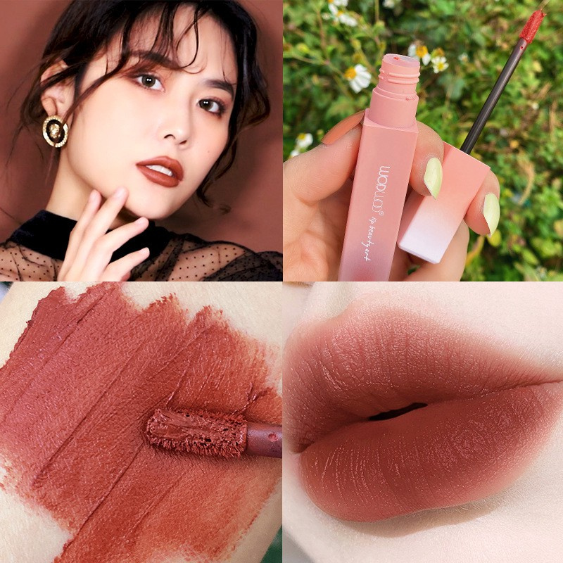 Makeup WODWOD Twilight Pink Mist lip mud matte lipstick female student cheap white lip lacquer lip gloss w815