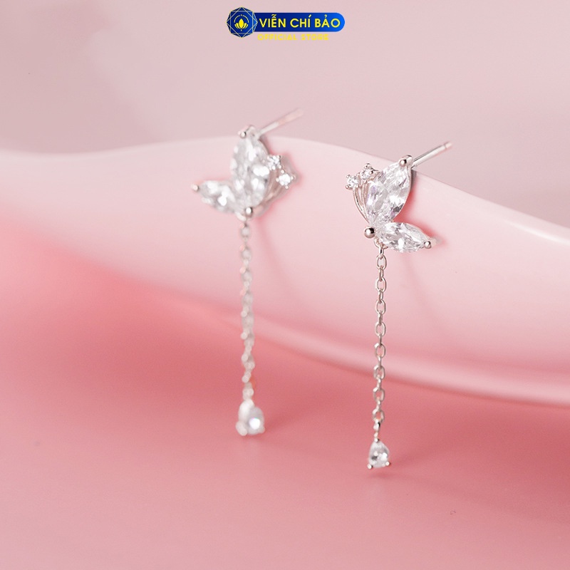Bông tai bạc nữ cánh bướm chất liệu bạc 925 thời trang nữ phụ kiện trang sức nữ Viễn Chí Bảo B400279X