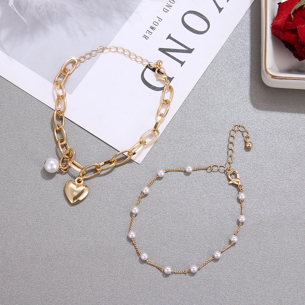 Vòng Đeo Tay Hai Lớp Đính Ngọc Trai Nhân Tạo Phong Cách Vintage Hàn Quốc