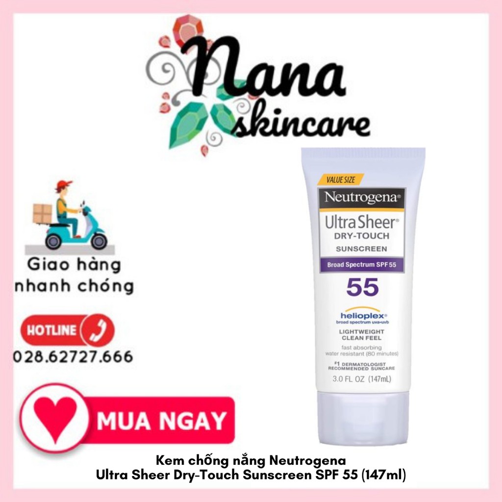 Kem chống nắng Neutrogena Ultra Sheer Dry-Touch Sunscreen SPF 55 (147ml)