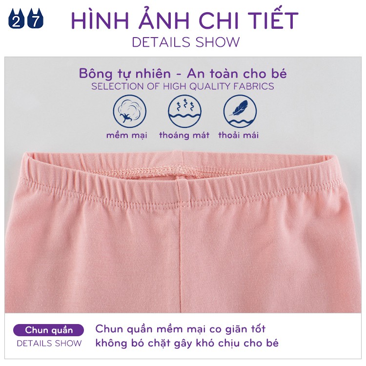 Quần legging cho bé 27HOME thun lửng chất cotton mềm mịn thoáng mát