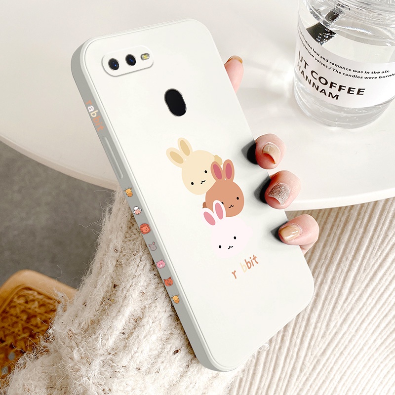 Ốp lưng oppo a5s a12 a7 f9 Ốp Điện Thoại TPU Silicone Hình Ba Chú Thỏ Đáng Yêu Kèm Dây Đeo Cho oppo a5s a12 a7 f9