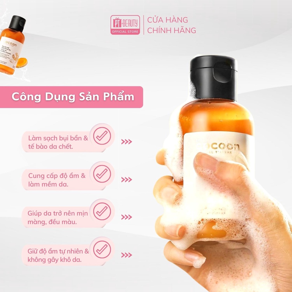 Sữa rửa mặt nghệ Hưng Yên COCOON cấp ẩm sáng da mờ thâm nám