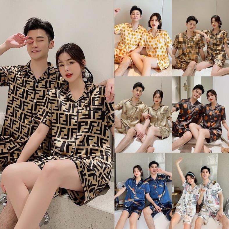 Đồ bộ Pijama nam nữ cộc tay quần ngắn mát mẻ mùa hè 379 380 - Đồ ngủ mặc nhà mặc đôi cho nam và nữ Đẹp