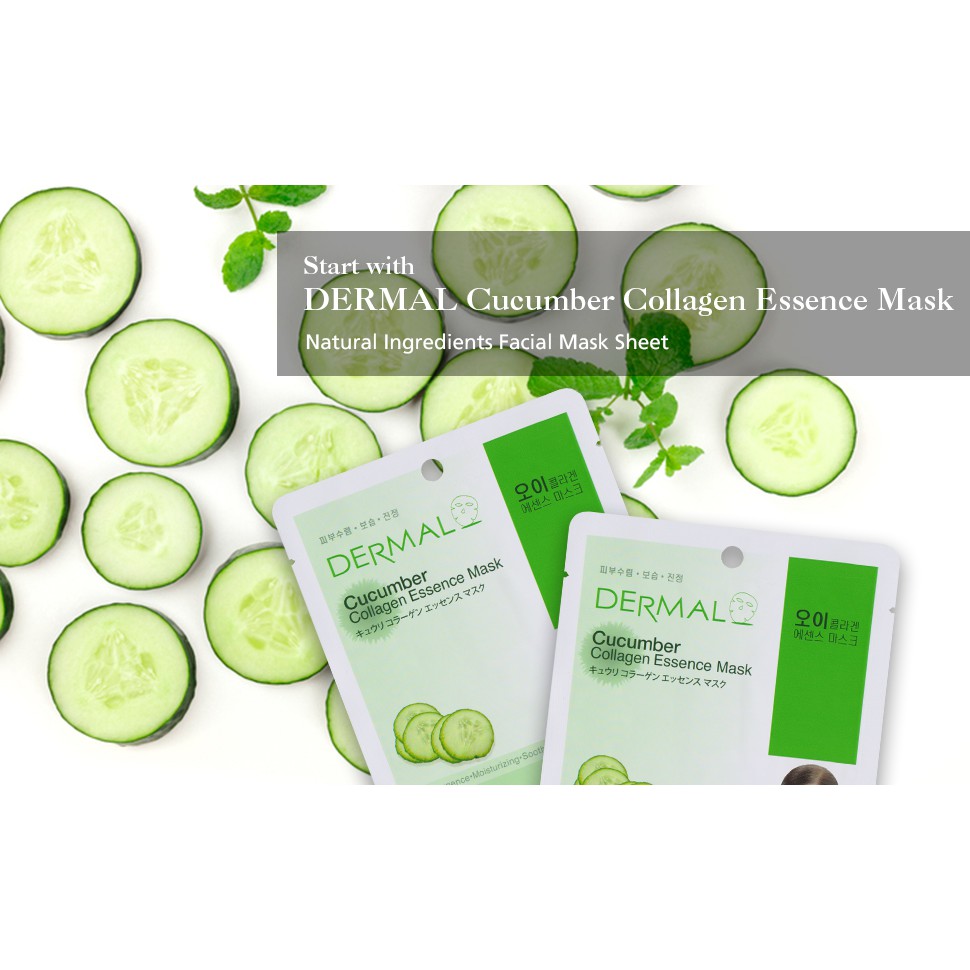 Mặt Nạ Dưỡng Da Chiết Xuất Dưa Chuột Dermal Cucumber Collagen Essence Mask 23g