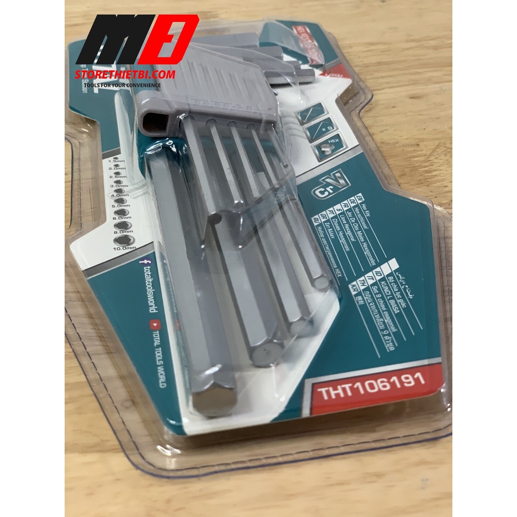 Bộ lục giác đầu bằng 9 chi tiết hệ mét Total THT106191 1.5-10mm