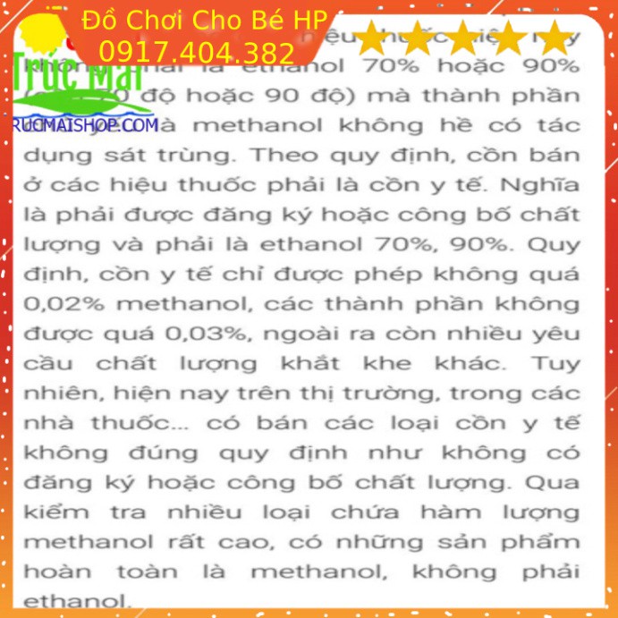 [SIÊU SALE] Cồn y tế Methanol 70 độ, 90 độ chai 500ml - Công ty cổ phần Hóa Dược Việt Nam ✅  Đồ Chơi Trẻ Em HP