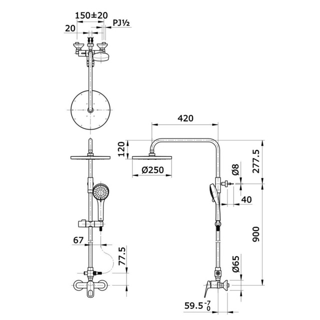 Sen Cây Nóng Lạnh TOTO TX492SRRZ, tay sen 5 chế độ, hàng chính hãng