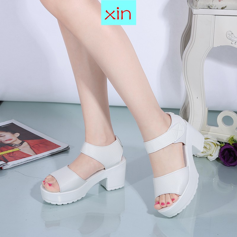 Giày sandal cao gót dày dặn chống nước thời trang hè mới năm 2021 cho nữ