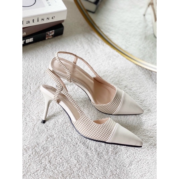 Giày cao gót nữ bít mũi đế nhọn dáng slingback khuyết eo thời trang tinh tế thanh lịch Alluring