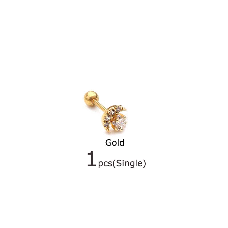 Bông Tai Hình Mặt Trăng Và Ngôi Sao Dài 6mm Dài 20g