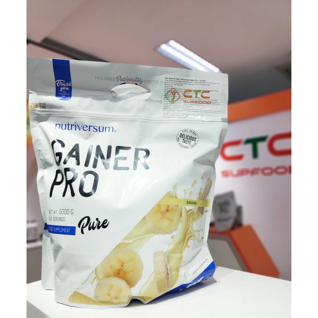 Mass GAINER PRO NUTRIVERSUM,sữa tăng cân tăng cơ, hàm lượng wheyprotein& creatine cực cao, 5kg/66sv