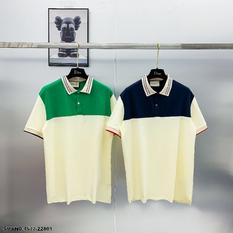 ÁO P0L0 NAM NỮ GUCCI PHỐI MÀU XANH LÁ PHA BE & TÍM THAN PHA BE SIÊU Hot