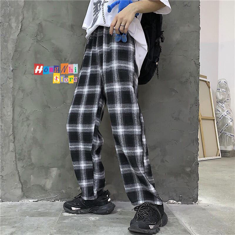 QUẦN SỌC CARO UNISEX QUẦN BAGGY CARO LƯNG THUN PLAID PANTS CAO CẤP - MM