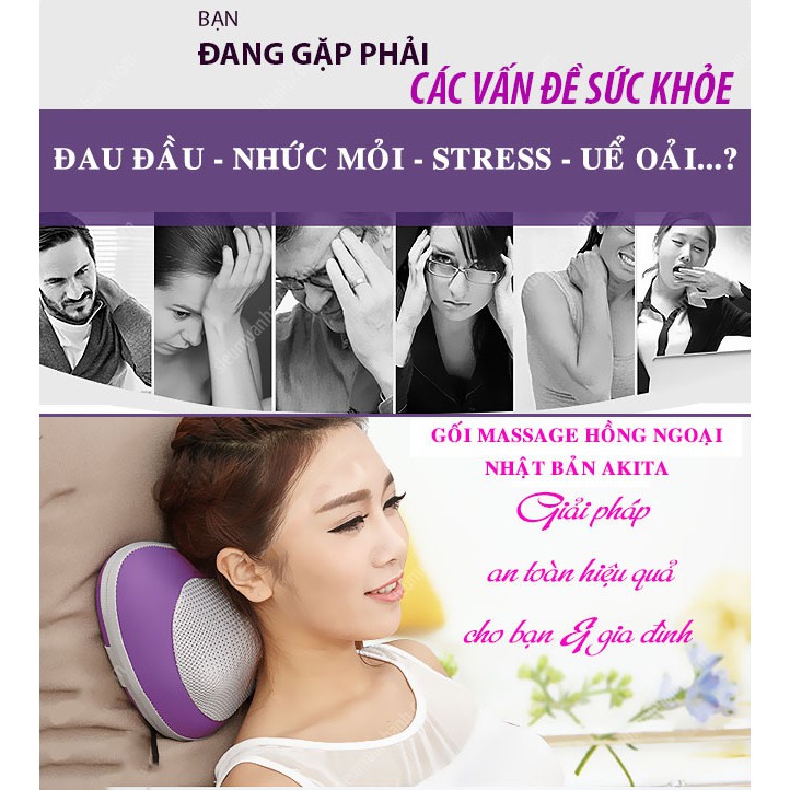 Gối Mát Xa Gối Massage Hồng Ngoại 6bi Akita Nhật Bản