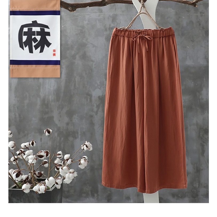 Quần Vải Lanh 100% Cotton Ống Rộng Dài Đến Mắt Cá Chân Phong Cách Retro Nghệ Thuật Mùa Hè Hàng Mới 2022