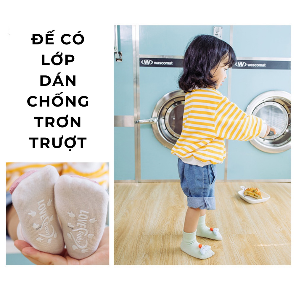 Tất cho bé cao cổ hình nổi 3D dễ thương 100% cotton cao cấp LABAMO T01