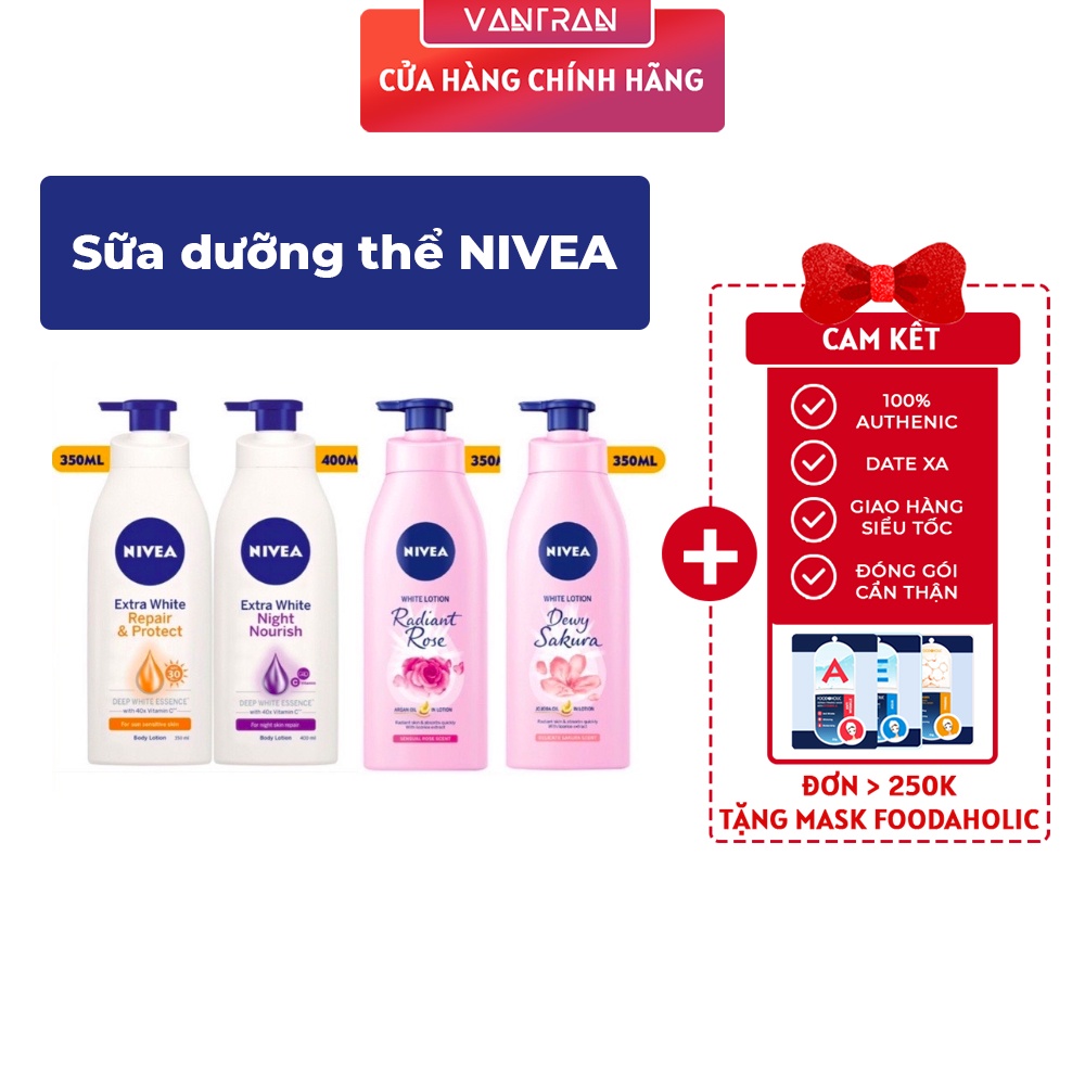 Sữa dưỡng thể trắng da Nivea ngày và đêm (350ml+400ml)