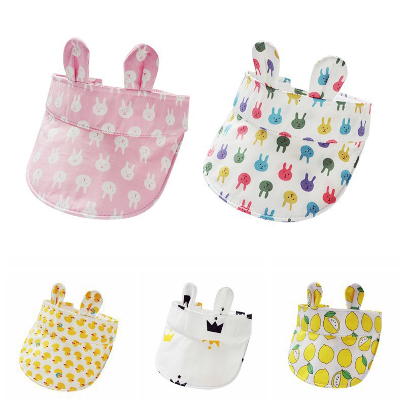 Mũ lưỡi trai hở đầu phối tai thỏ họa tiết hoạt hình dễ thương cho bé