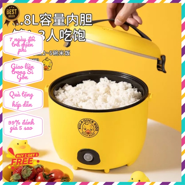 Nồi cơm điện Vịt Vàng 1.8L, có quai xách - Nồi cơm điện mini đa năng, dễ dàng hấp, nấu đồ chín, luộc, hầm,