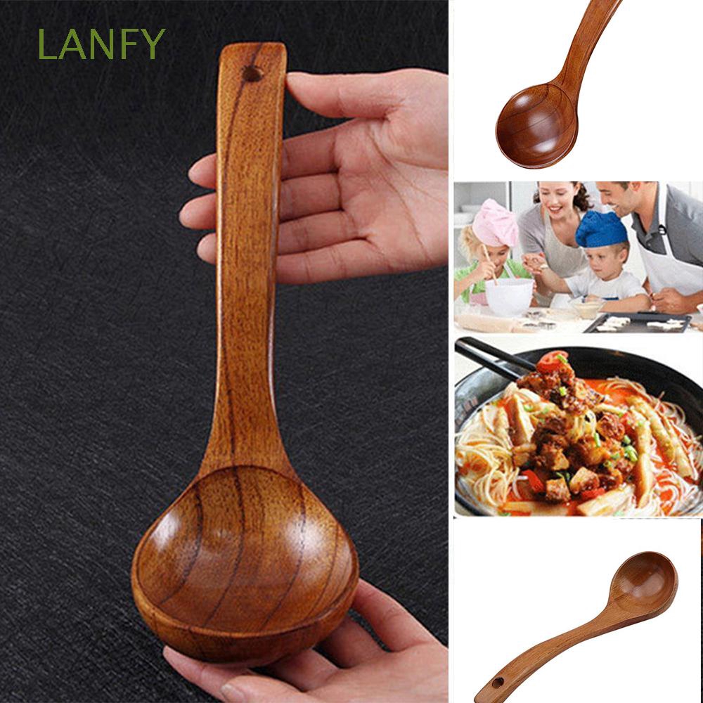 Muỗng múc canh súp bằng gỗ cán dài