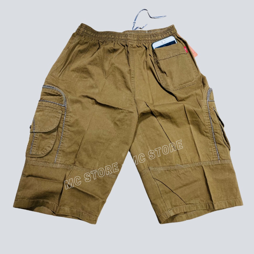 Quần Short Nam Lưng thun Kaki lụa Nhiều Túi Chất Vai dày đẹp Full Size 100kg(Nhiều Màu)