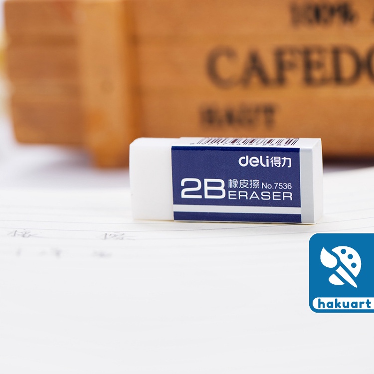 Gôm 2B Tẩy Bút Chì Deli Màu Trắng Eraser 7536 - Văn Phòng Phẩm Hakuart