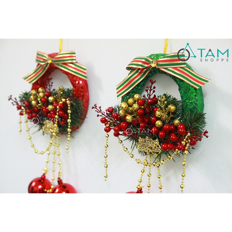 Vòng nguyệt quế Noel handmade kim sa số 11 ĐK 21cm