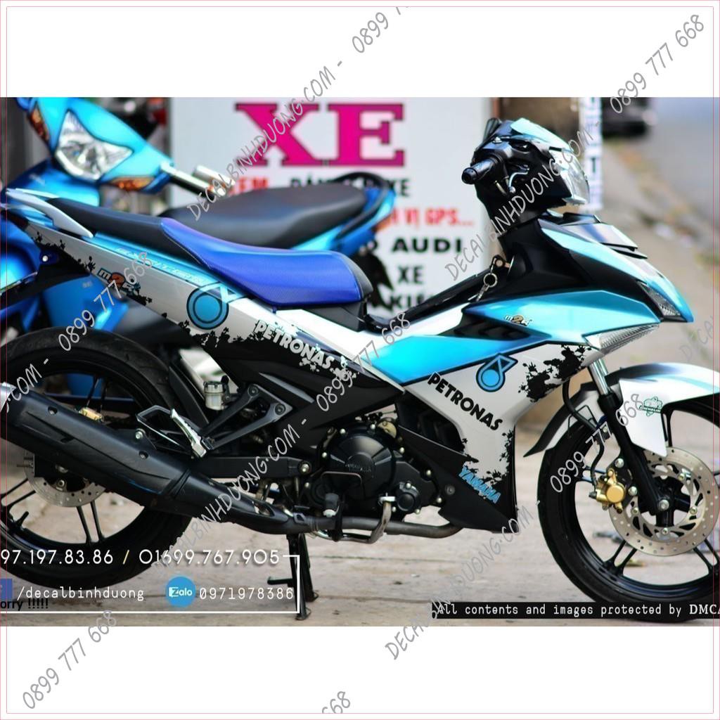 Tem Xe Máy - Decal Trùm Exciter 150 Xanh Bạc Petronas