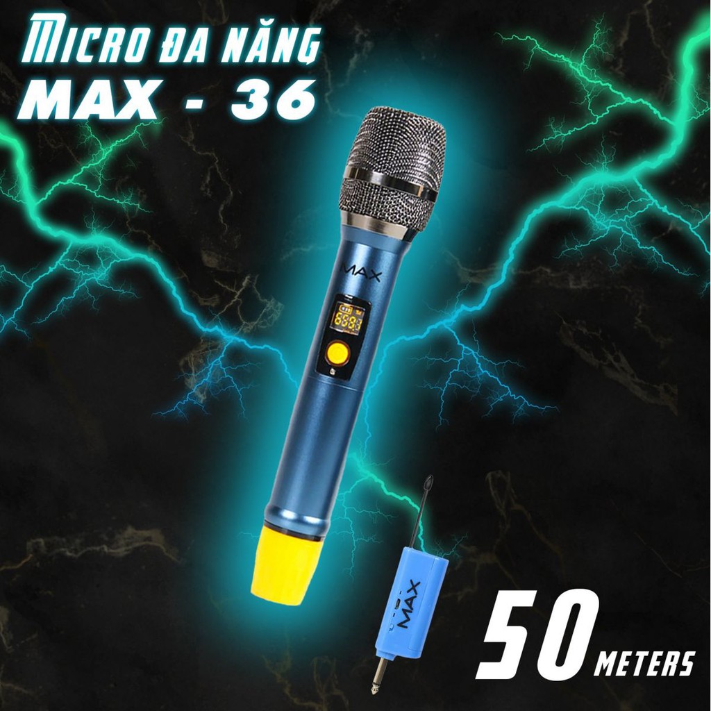 Micro Không Dây Karaoke Max 36 &amp; Max 56, Pin Sạc, Mẫu Mới 2021, Màn Hình LED, Chống Hú Tốt, Hát Nhẹ, Sóng Mạnh