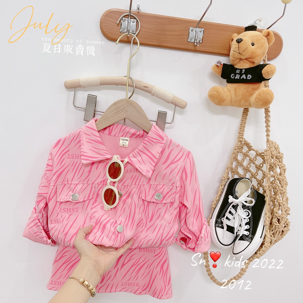 Quần áo bé gái, set áo khoác và chân váy beo hồng ( có quần lót trong) sành điệu cho bé size 12-32kg