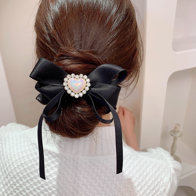 Dây Buộc Tóc Ruy Băng Lưới Đính Hạt Ngọc Trai Hình Trái Tim Cỡ Lớn 2022 Thời Trang Cao Cấp Cho Nữ