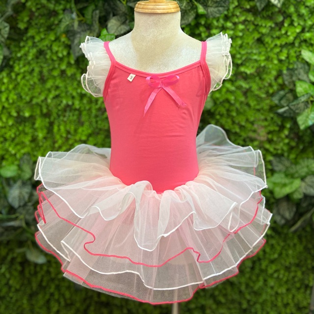 Váy múa tay tiên phối màu hồng