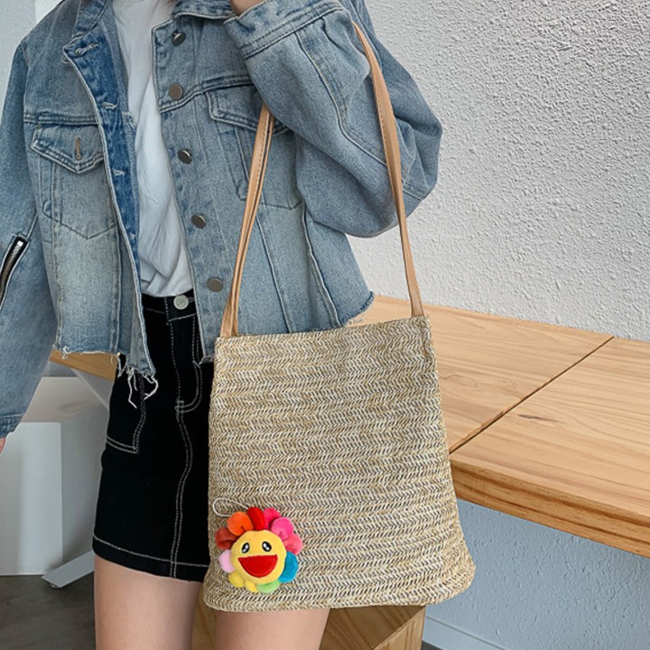 Túi Xách Vải Canvas Hoạ Tiết Hoa Mặt Cười T5006